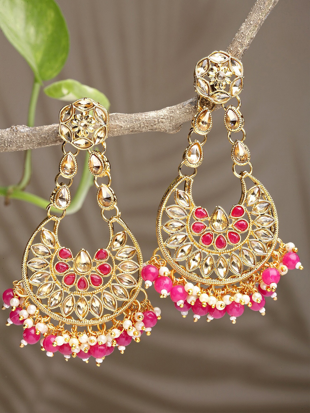 

KARATCART Pink Gold Plated Classic Chandbalis Earrings