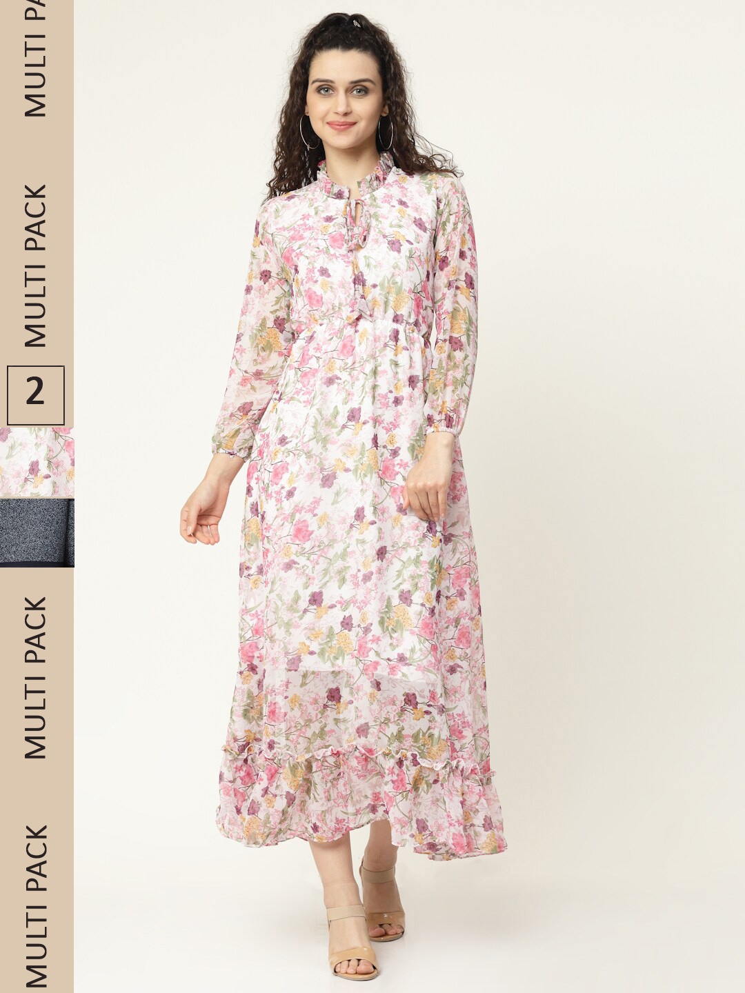 

MISS AYSE Multicoloured Floral Georgette Maxi Maxi Dress, Multi