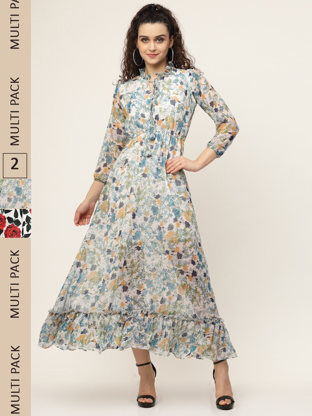 

MISS AYSE Multicoloured Floral Georgette Maxi Maxi Dress, Multi