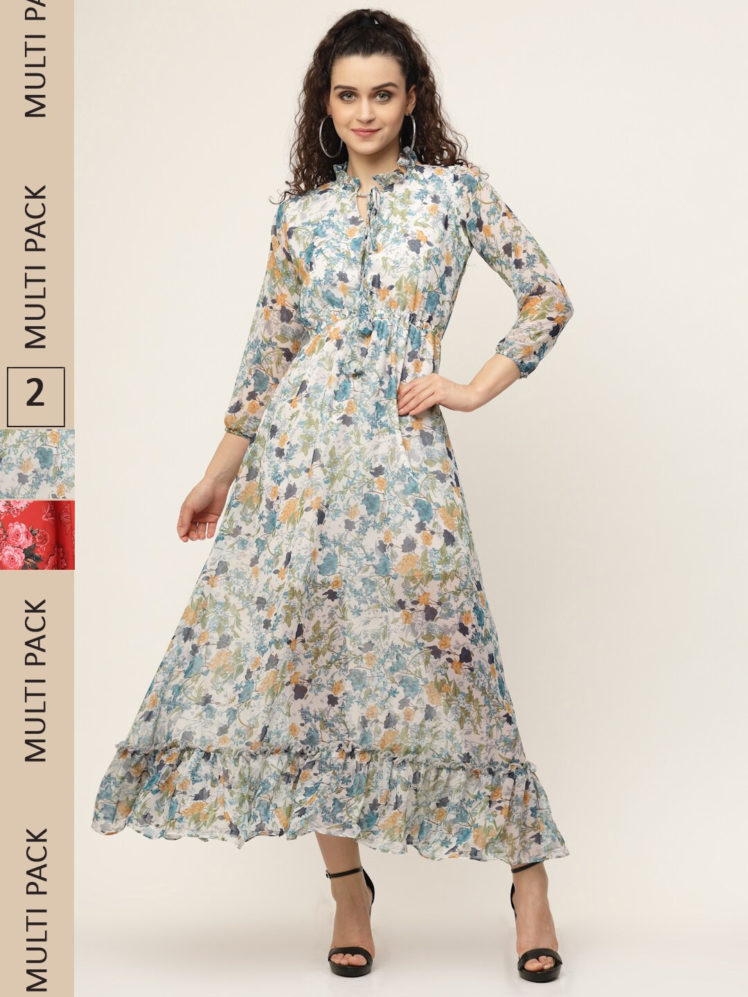 

MISS AYSE Multicoloured Floral Georgette Maxi Maxi Dress, Multi