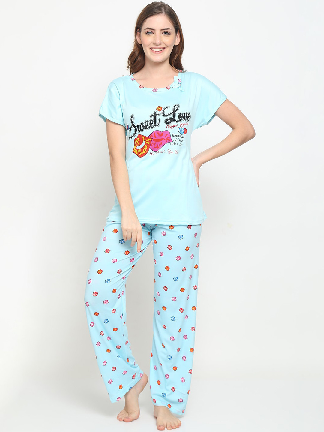 

Jinfo Women Green & Red Printed Night suit