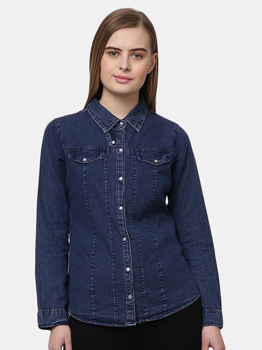 

V-Mart Women Navy Blue Classic Cotton Casual Shirt