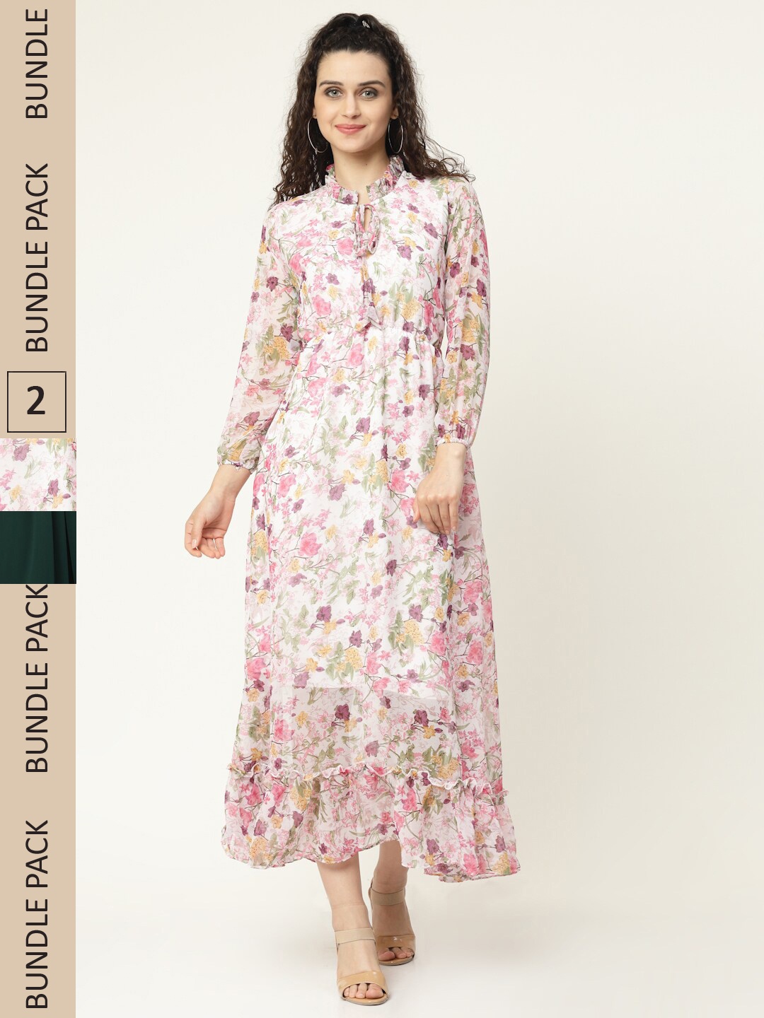 

MISS AYSE Multicoloured Floral Georgette Maxi Dress Pack of 2, Multi