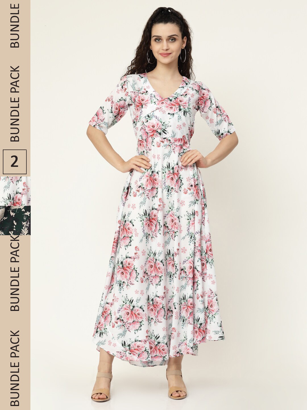 

MISS AYSE Pack of 3 Floral Maxi Dress, Green