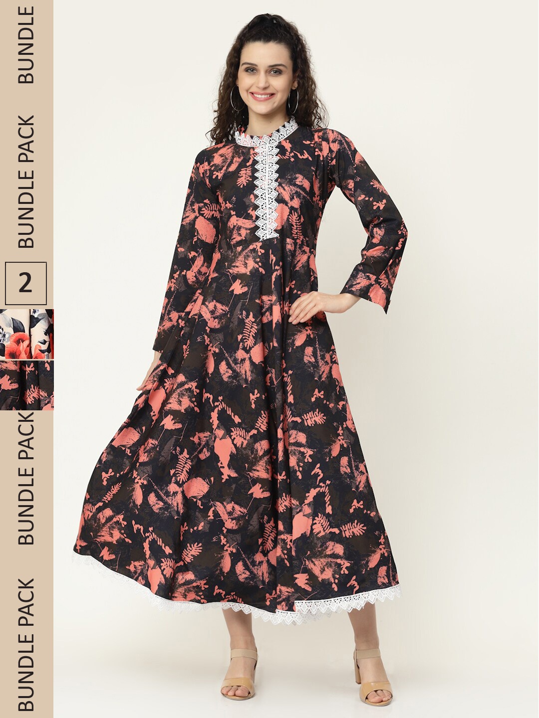

MISS AYSE Pack Of 2 Black & Red Maxi Dress