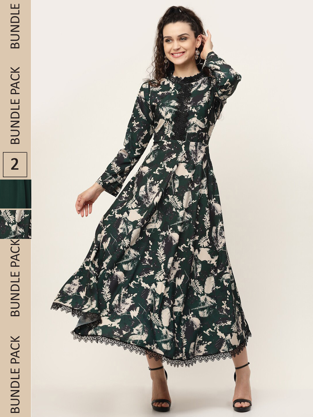 

MISS AYSE Pack Of 2 Green & Teal Georgette Maxi Dress