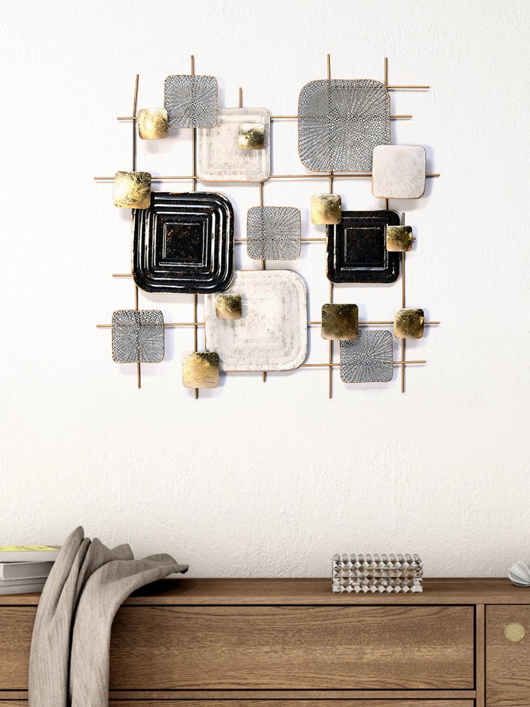 

Athome by Nilkamal Black & White Metallica Quadra Wall Decor