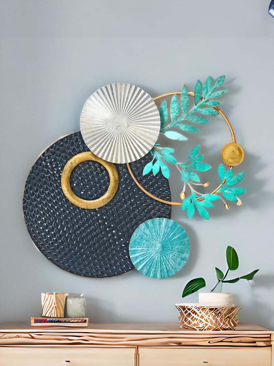 

Athome by Nilkamal Sea Green & Gold-Toned Metallica Abstract Wall Hanging