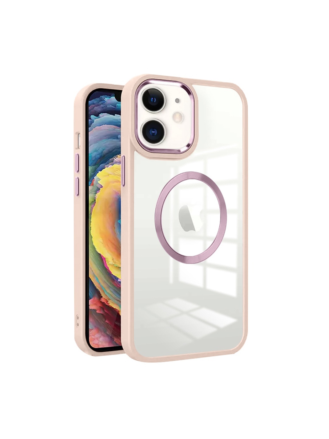 

Karwan Transparent & Pink iPhone 12 Metal Lens Phone Back Cover