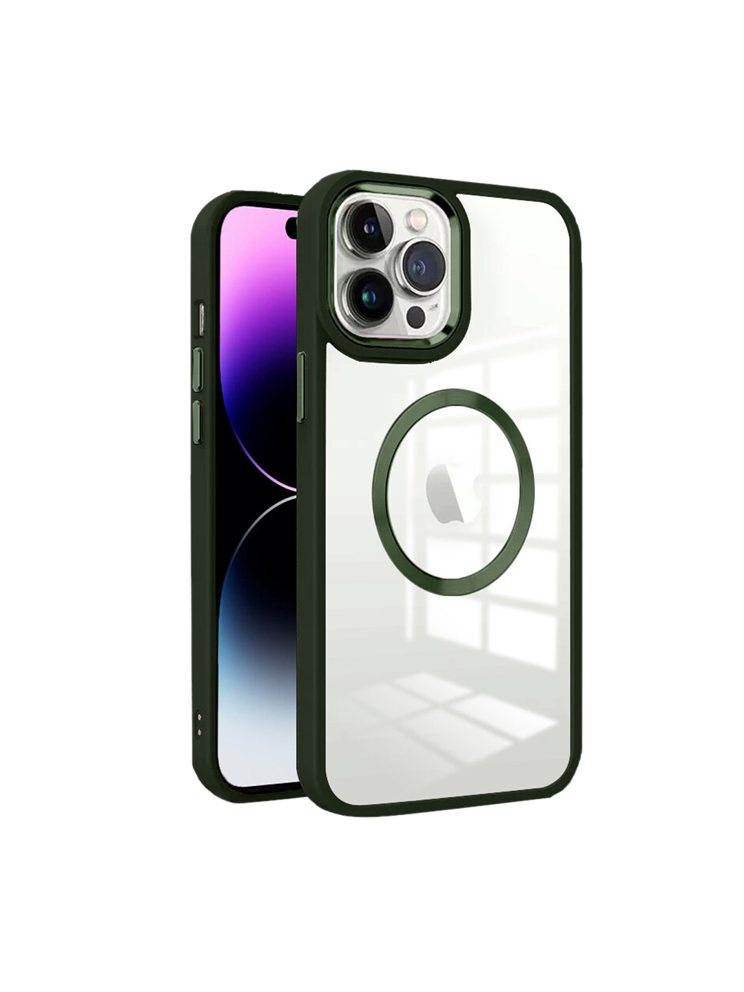 

Karwan Transparent & Green iPhone 14 Pro Metal Lens Phone Back Cover