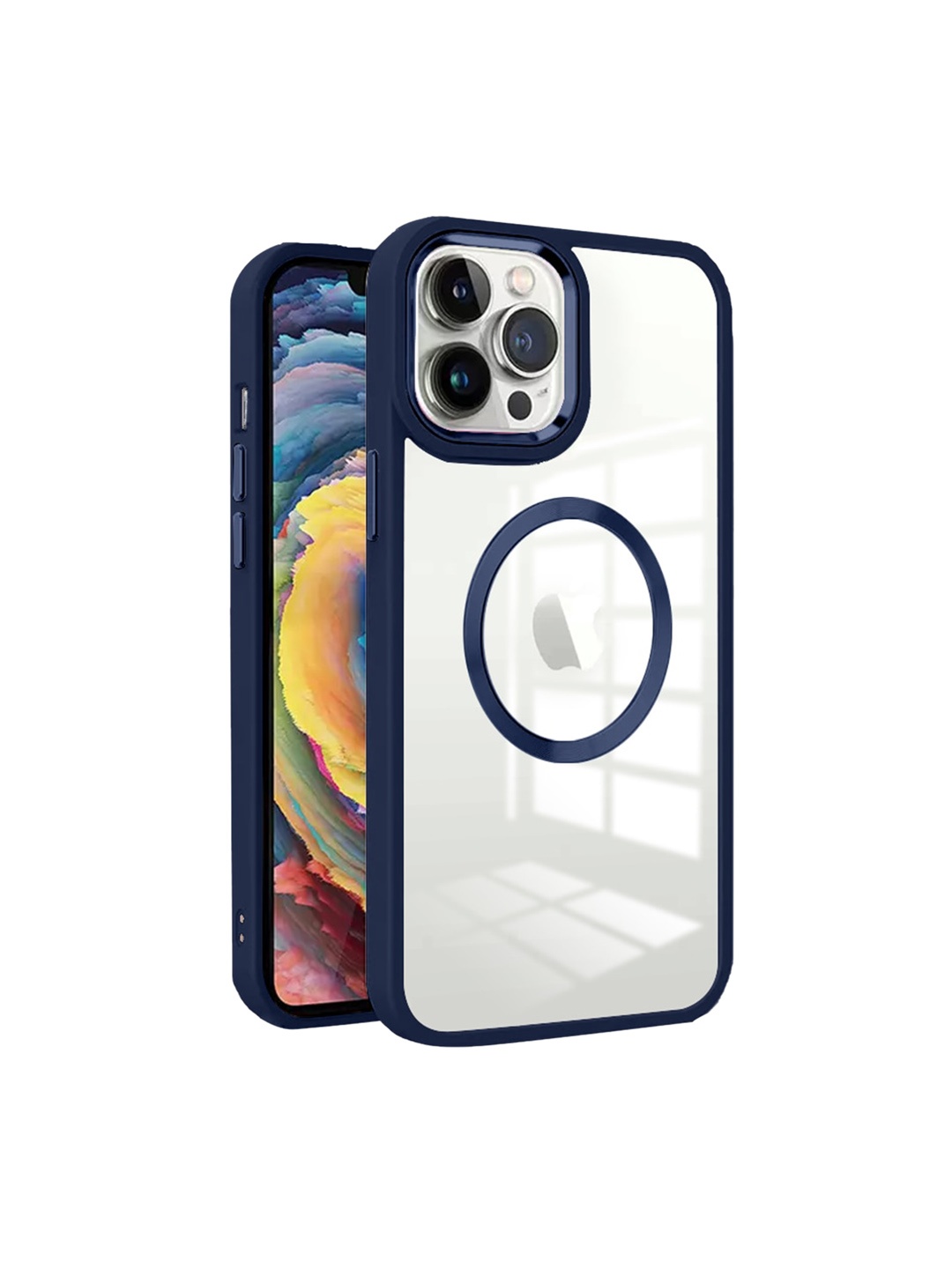 

Karwan Transparent & Blue iPhone 13 Pro Phone Covers With Metal Lens