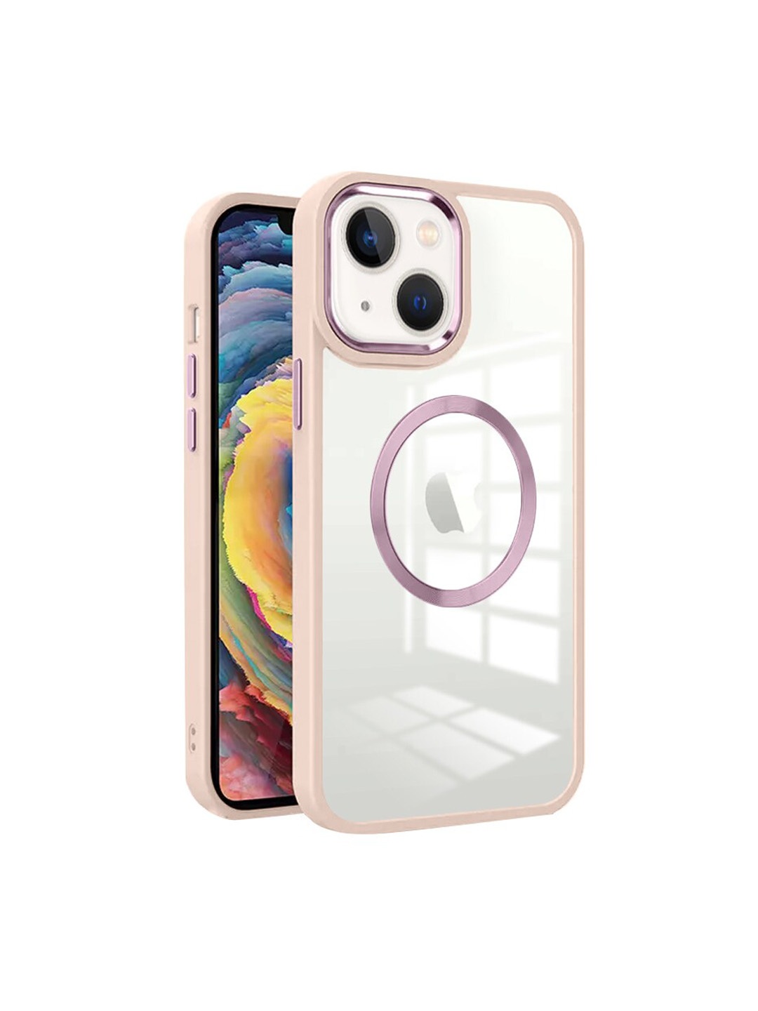 

Karwan Pink & White iPhone 13 with Metal Lens Back Case