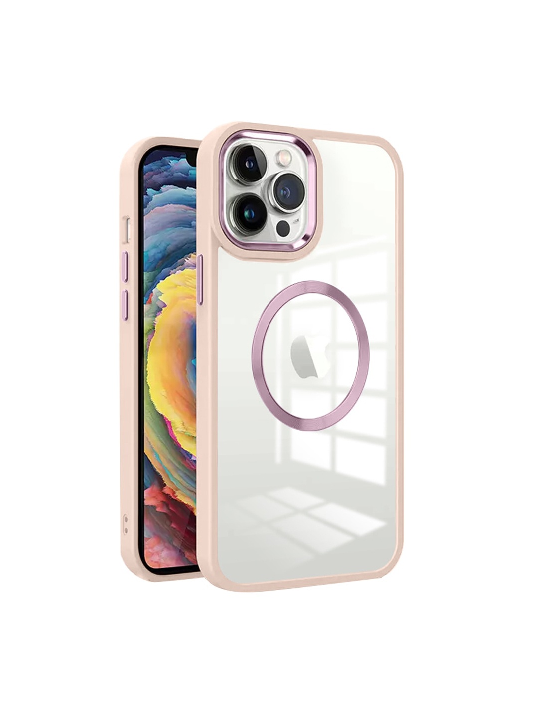 

Karwan Transparent & Pink iPhone 12 Pro Metal Lens Phone Back Cover