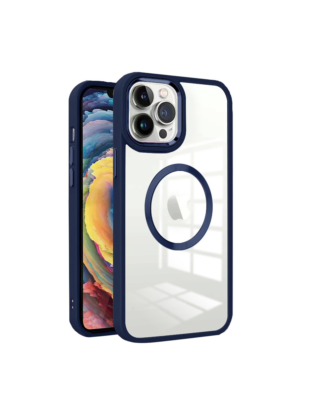 

Karwan Transparent & Blue iPhone 12 Pro Phone Covers With Metal Lens