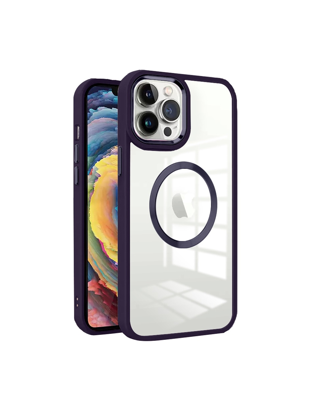 

Karwan Transparent & Purple iPhone 13 Promax Metal Lens Phone Back Cover