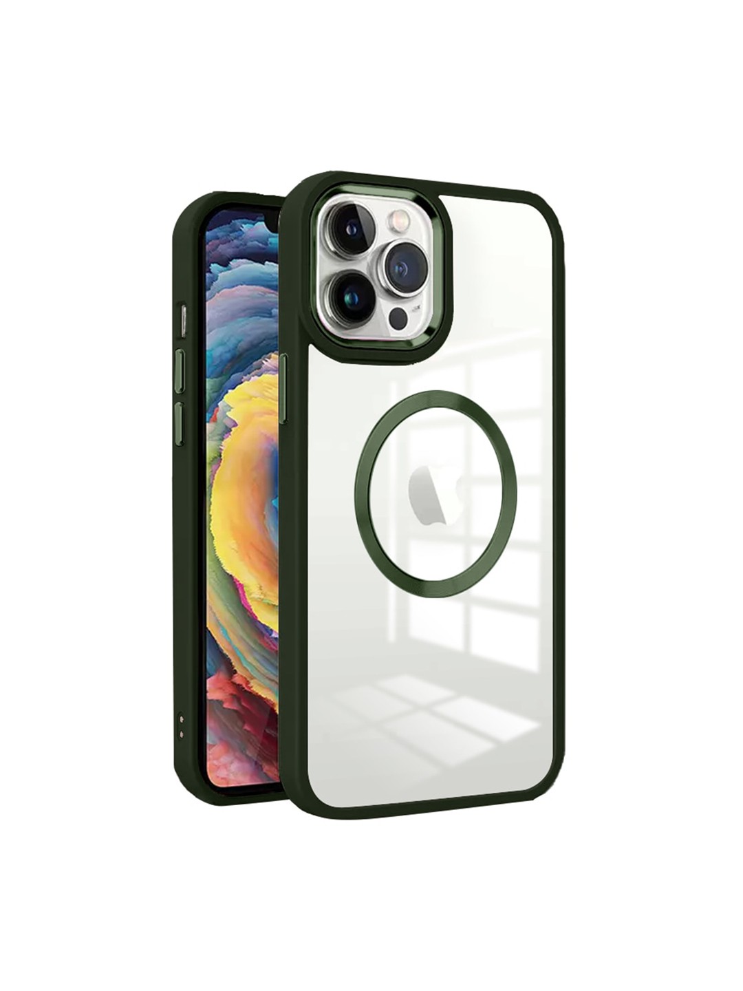 

Karwan Transparent & Green iPhone 13PRO Metal Lens Phone Back Cover