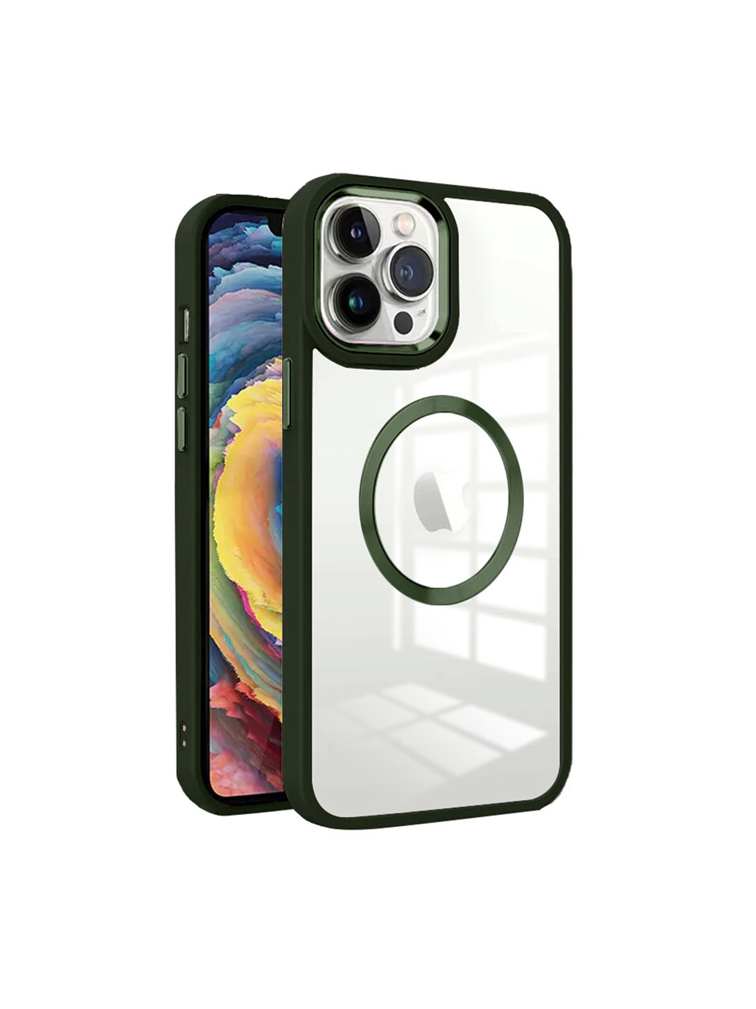 

Karwan Transparent & Green iPhone 11 Pro Max Metal Lens Phone Back Cover