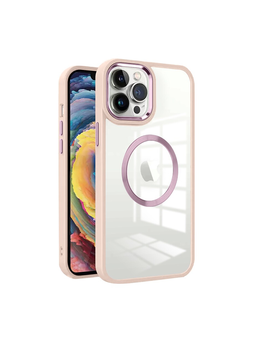 

Karwan Transparent & Pink iPhone 11 Pro Max Metal Lens Phone Back Cover