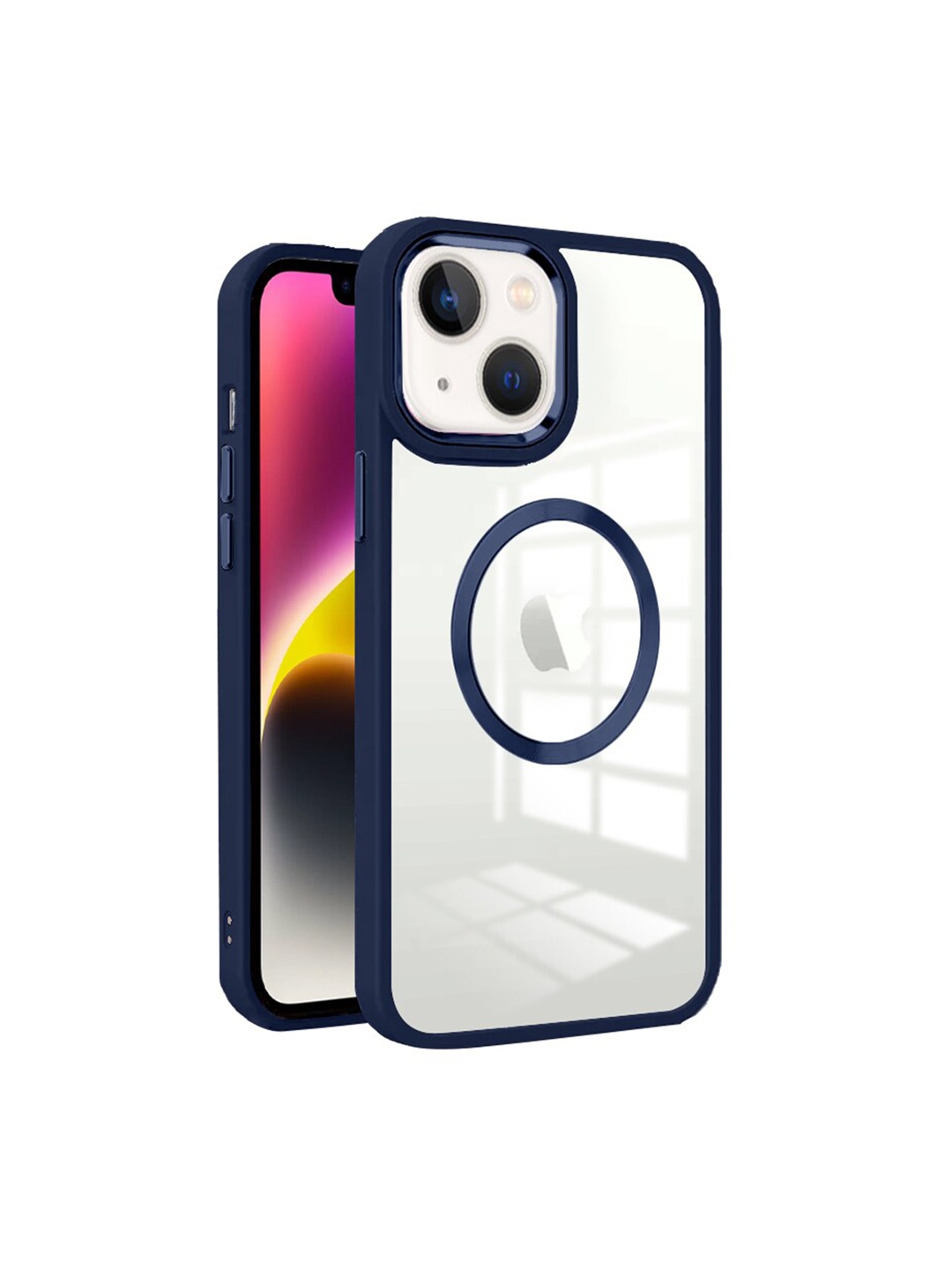 

Karwan Transparent & Blue iPhone 14 Plus Phone Covers With Metal Lens