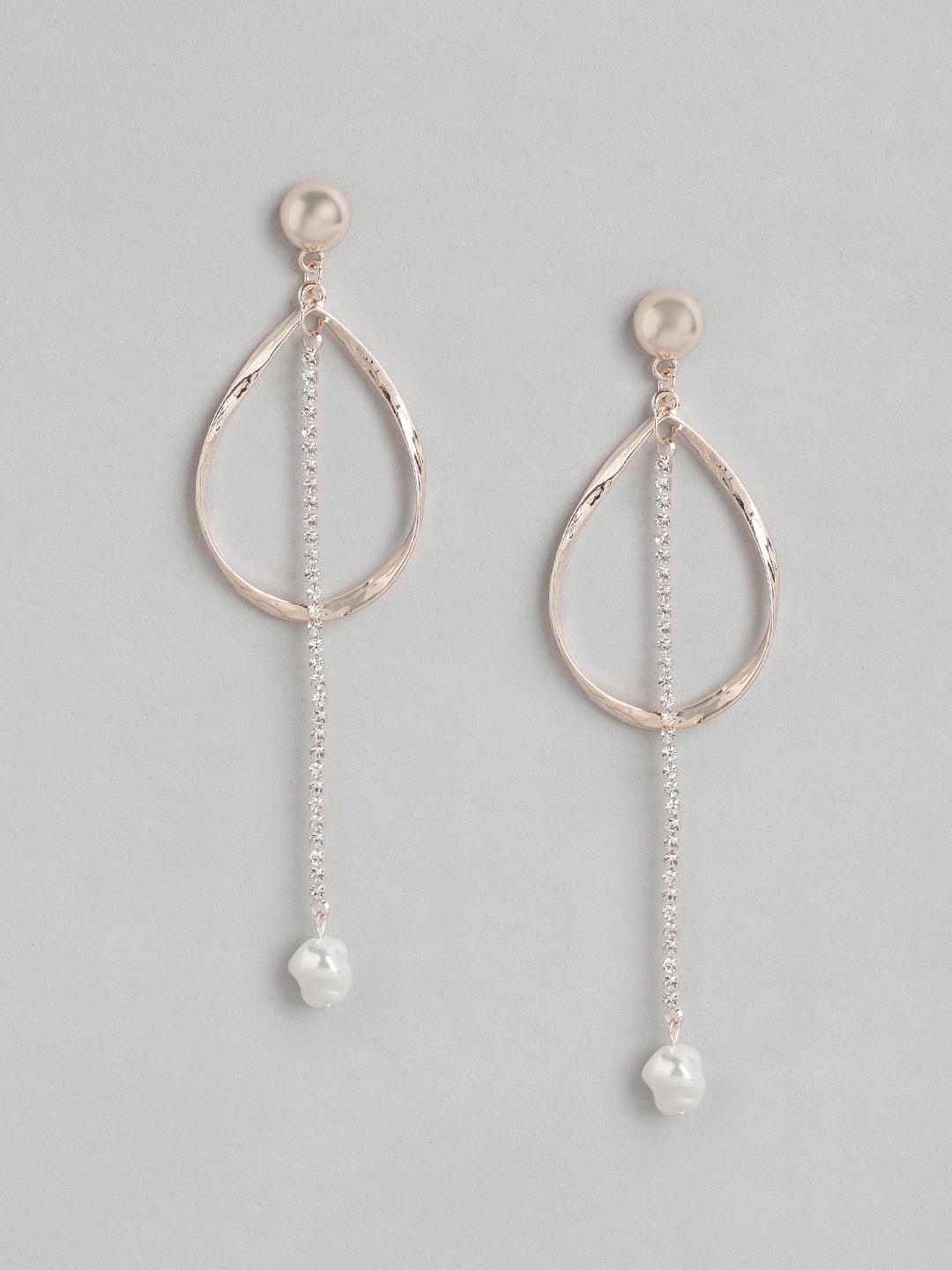 

Forever New Rose-Gold Plated Teardrop Pearl & Chain Drop Earrings