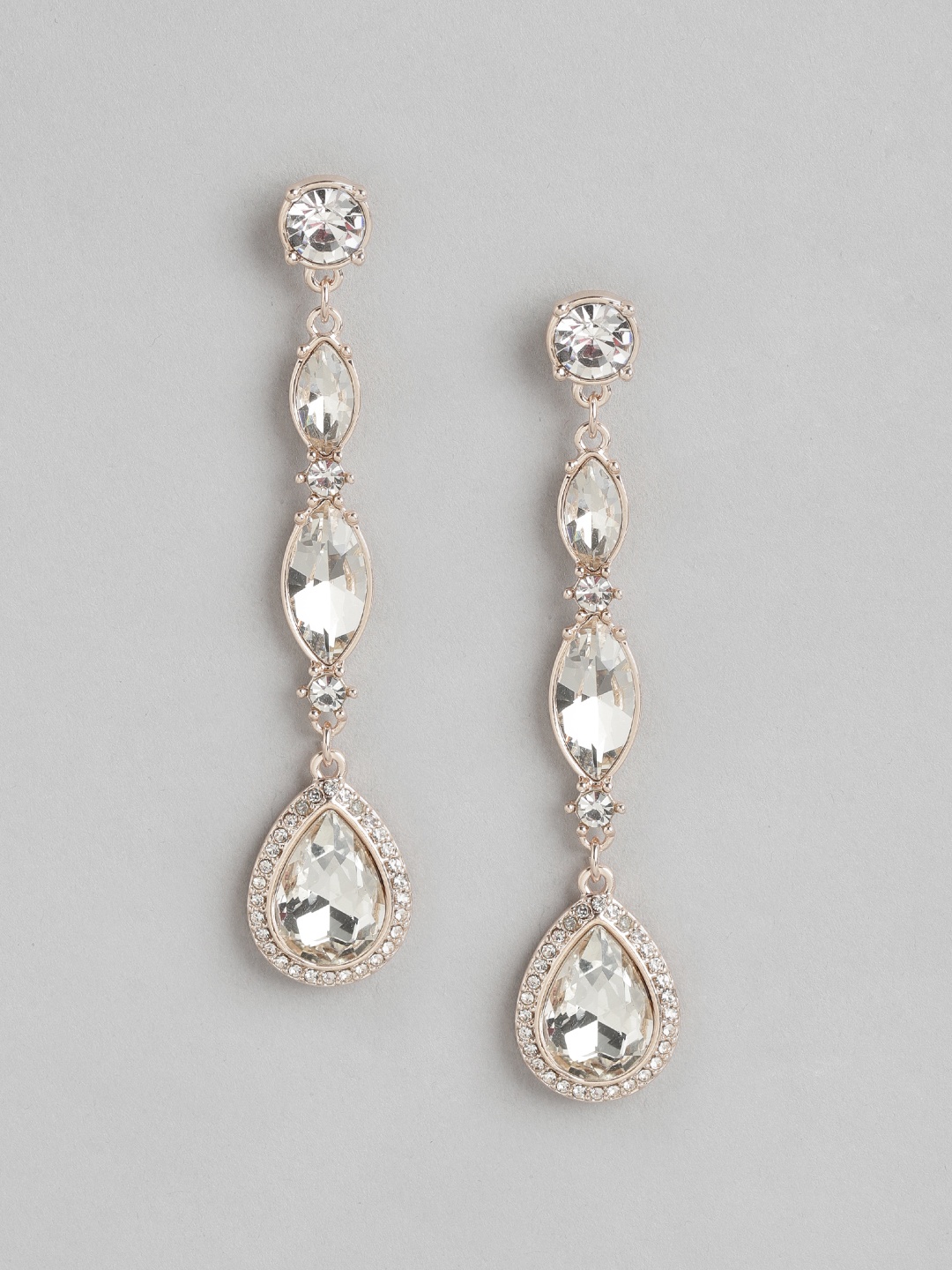 

Forever New Rose-Gold Plated Teardrop Shaped Drop Earrings