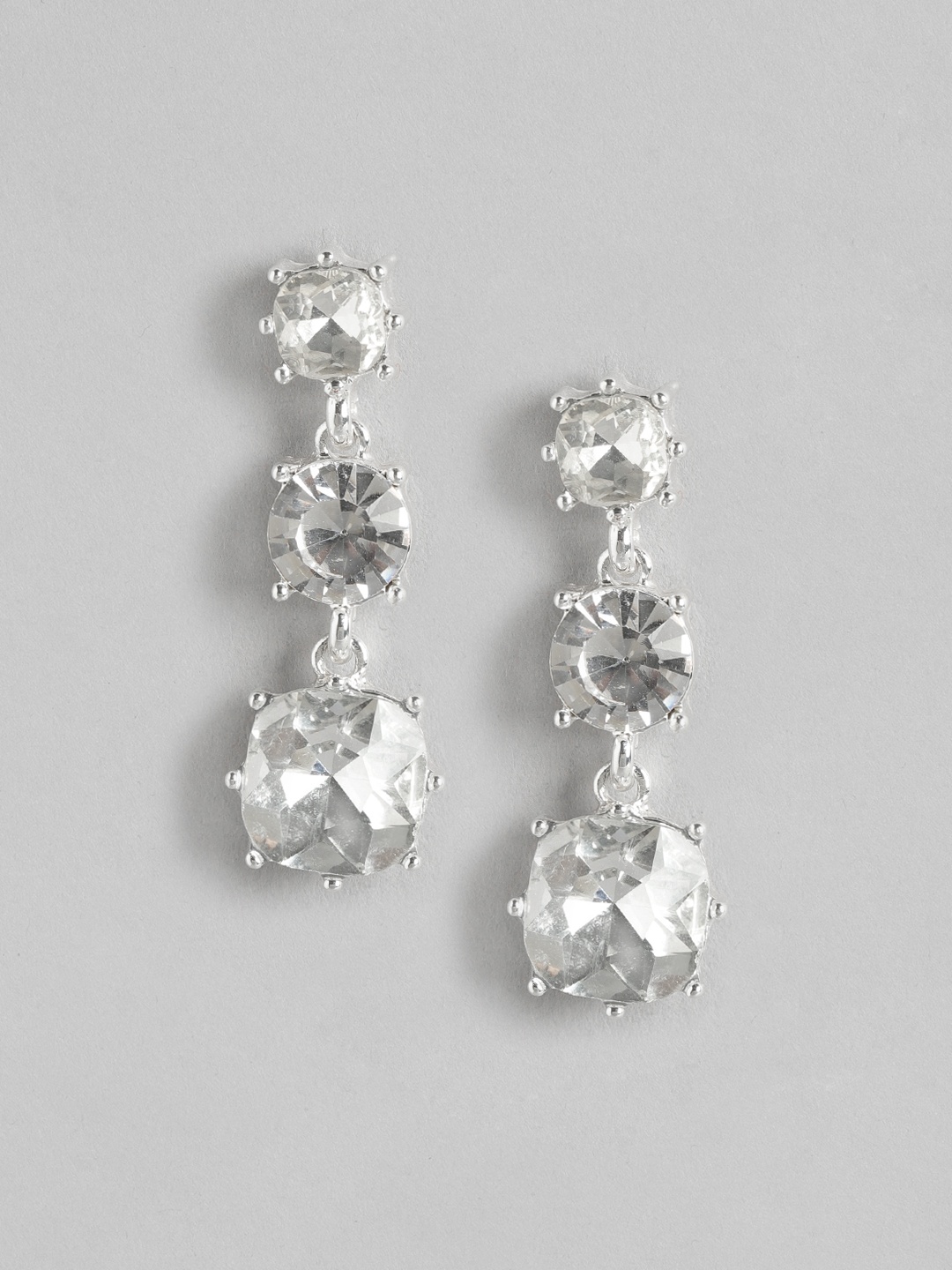 

Forever New Silver-Toned Diamond Shaped Drop Earrings