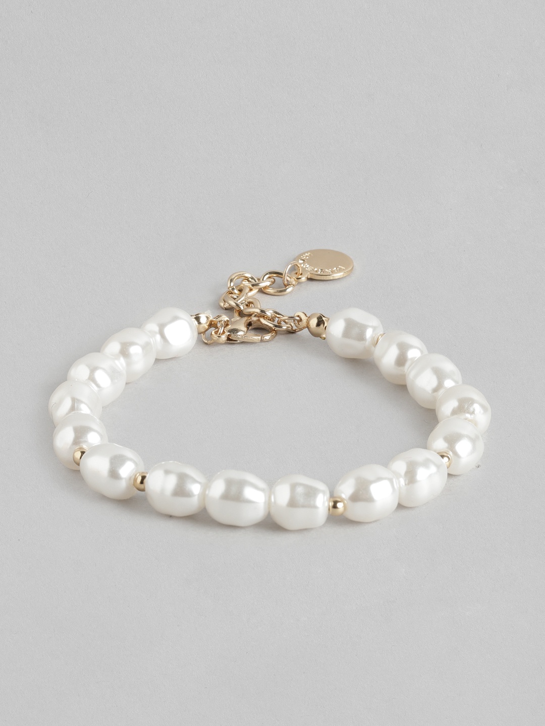 

Forever New Women White Gold-Plated Beaded Link Bracelet