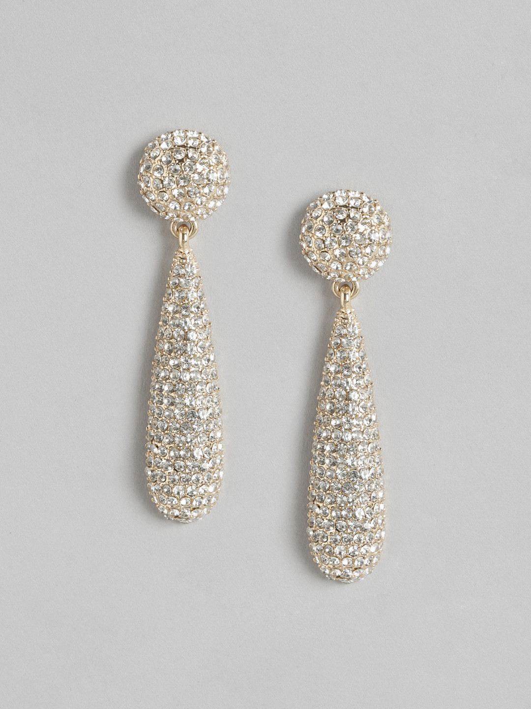 

Forever New Gold-Toned Teardrop Shaped Drop Earrings