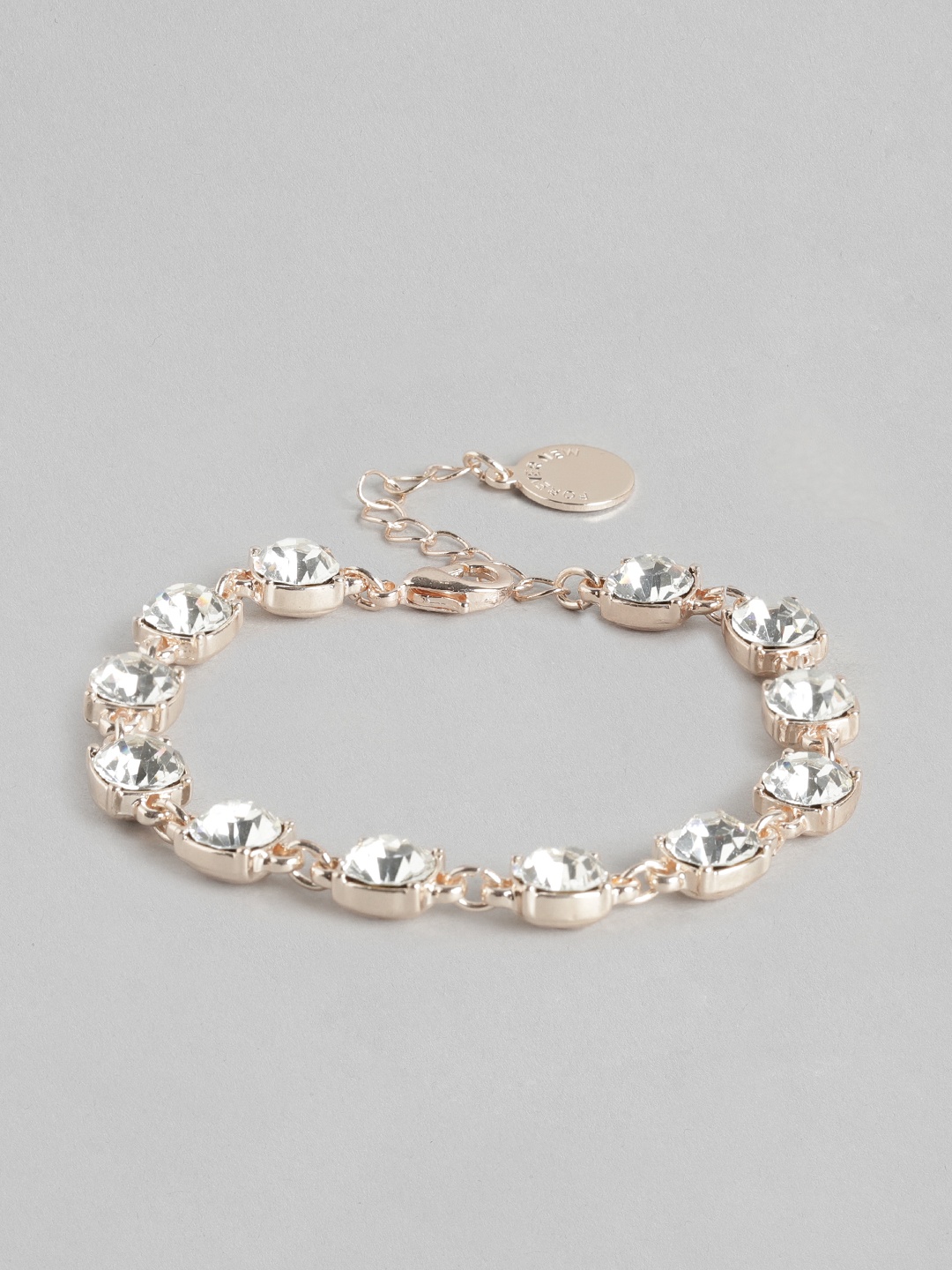 

Forever New Women Rose Gold-Plated Stone-Studded Link Bracelet