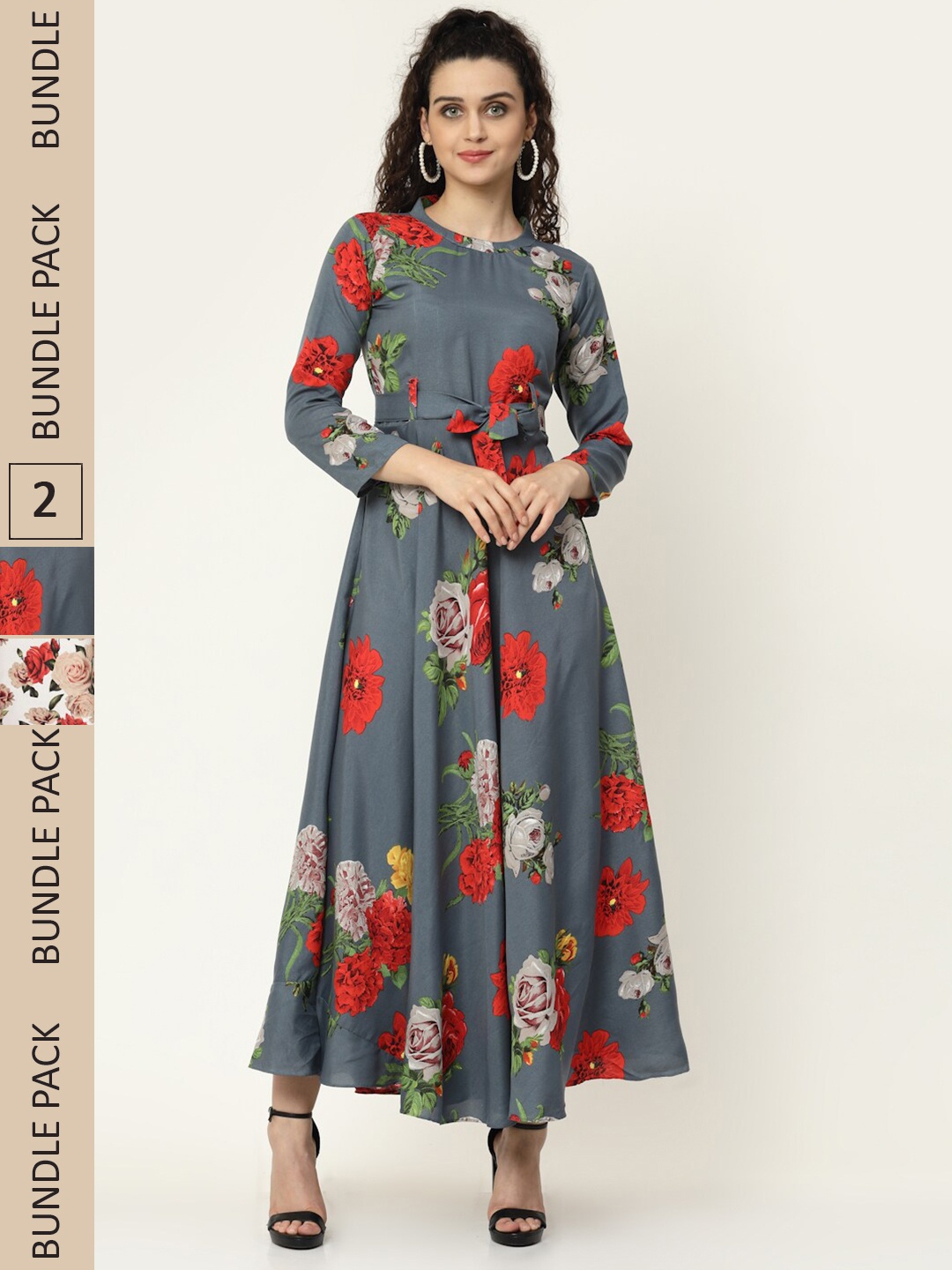 

MISS AYSE Pack Of 2 Grey & White Floral Maxi Dress