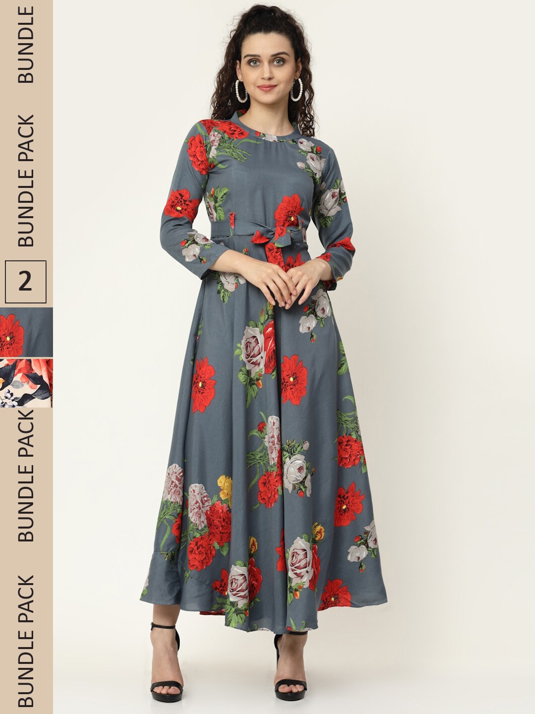 

MISS AYSE Pack Of 2 Grey & Red Floral Maxi Dress