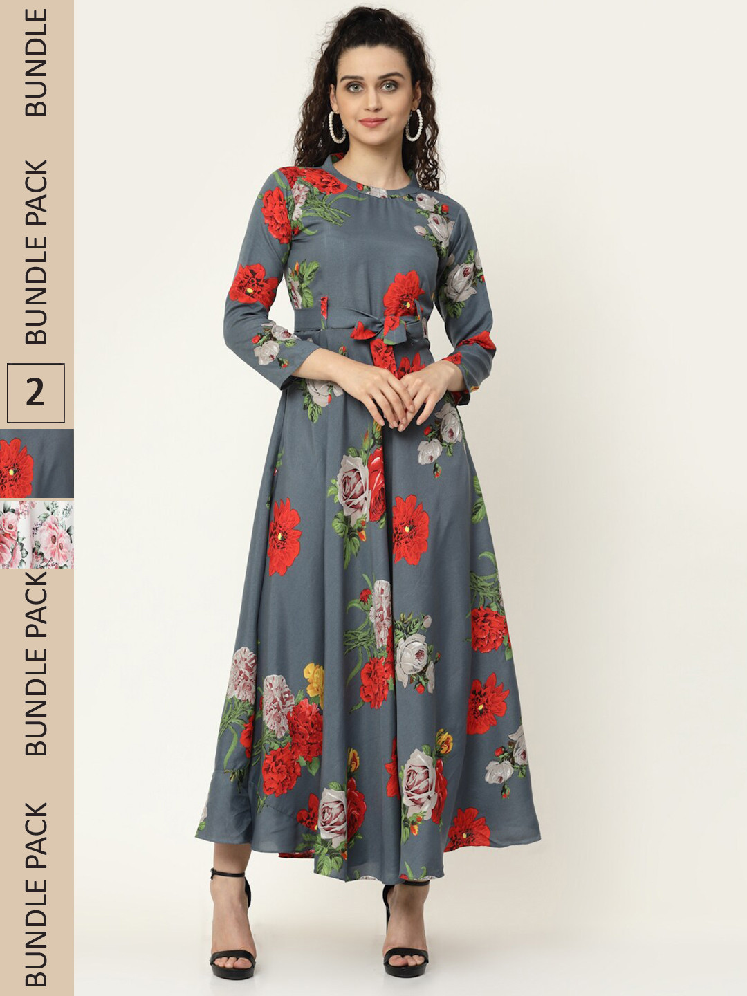 

MISS AYSE Pack Of 2 Grey & White Floral Maxi Dress