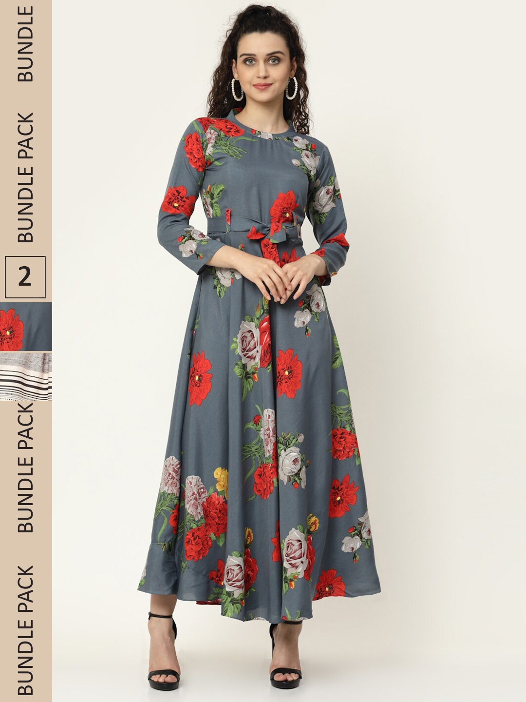 

MISS AYSE Pack Of 2 Grey & White Floral Maxi Dress