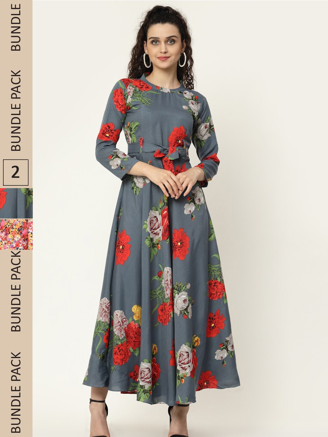 

MISS AYSE Pack of 2 Grey & Orange Floral Maxi Dress