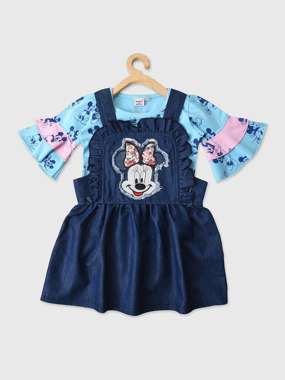 

POMY & JINNY Girls Blue Cotton Denim Dungarees