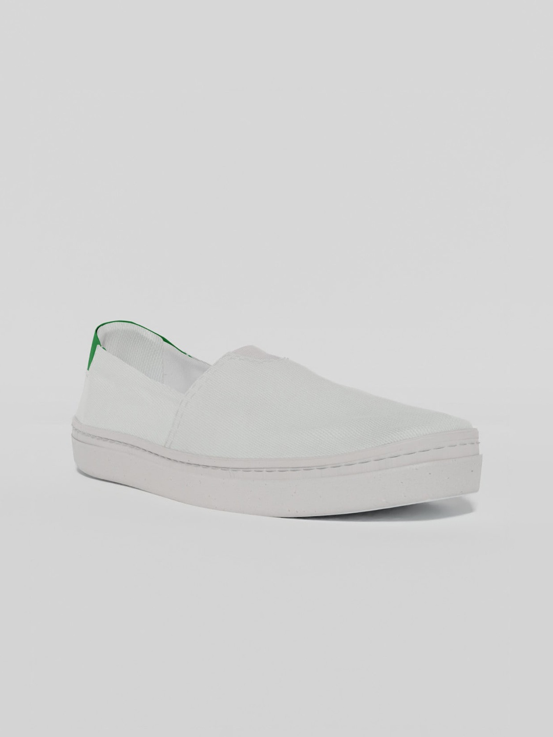 

LOKAIT The Sneakers Company Women White & Green Solid Slip-On Sneakers