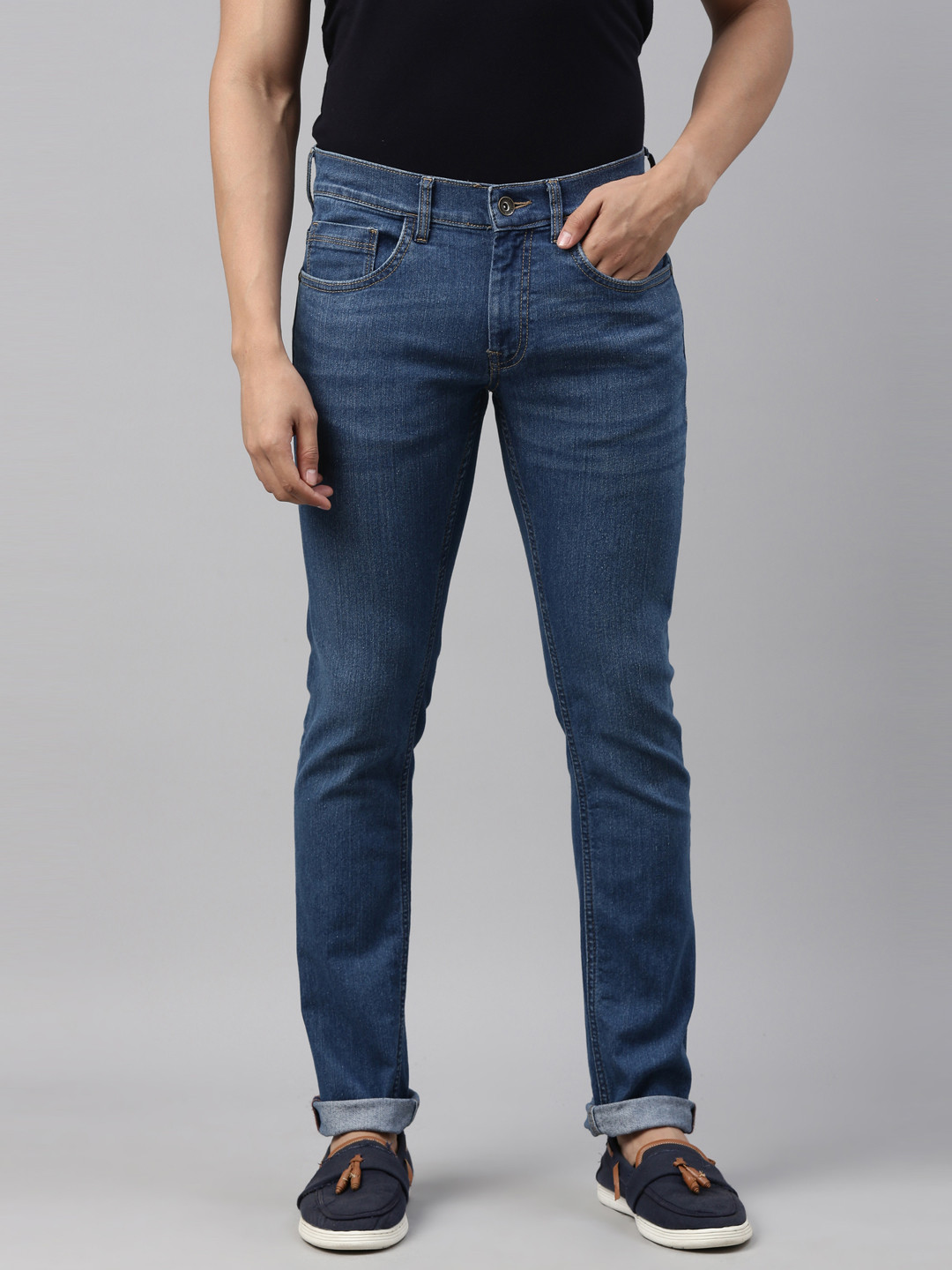 

American Bull Men Blue Skinny Fit Light Fade Stretchable Jeans