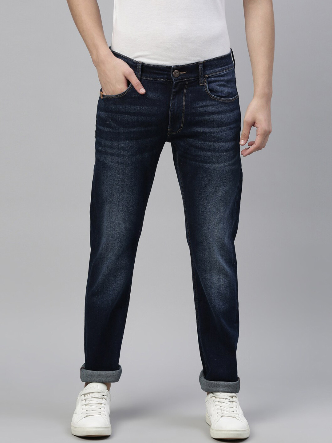 

American Bull Men Blue Slim Fit Light Fade Stretchable Jeans