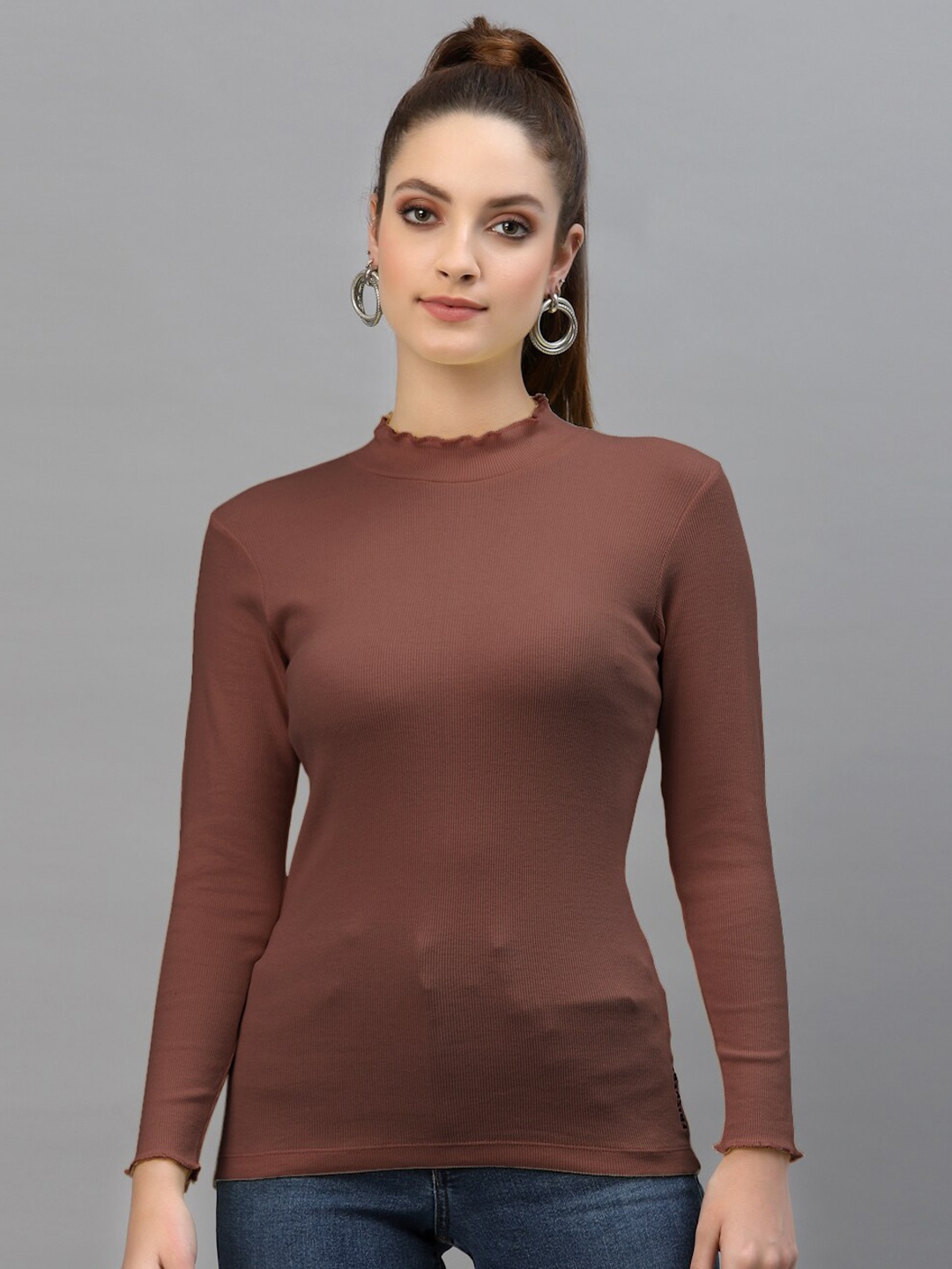 

Friskers Coffee Brown Fitted Top