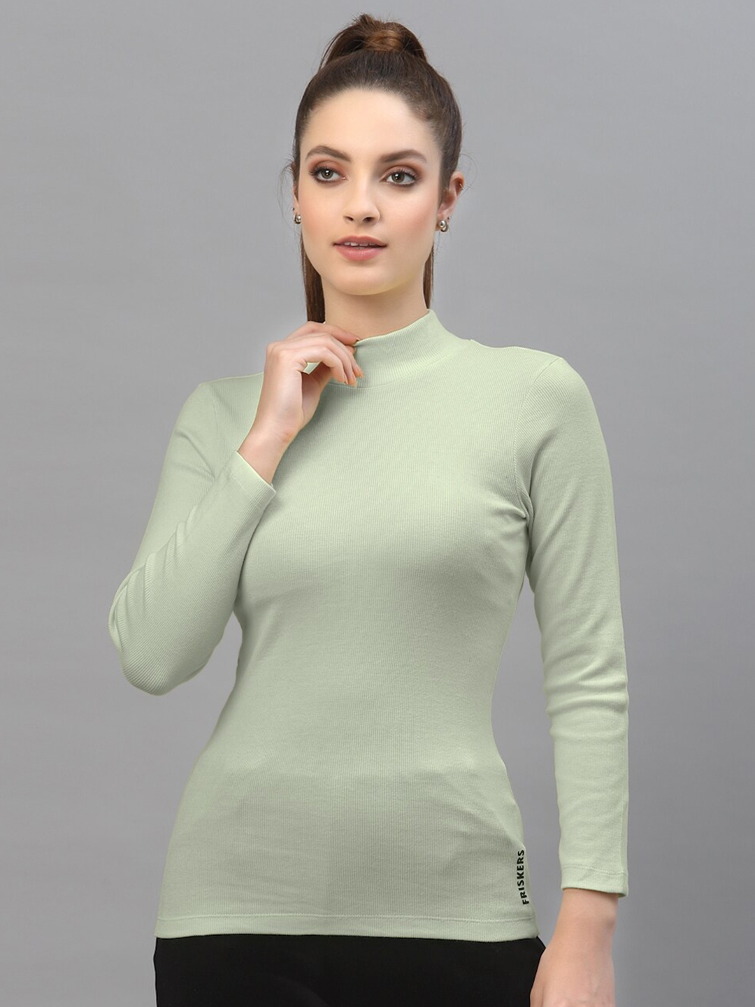 

Friskers Sea Green Fitted Rib Top