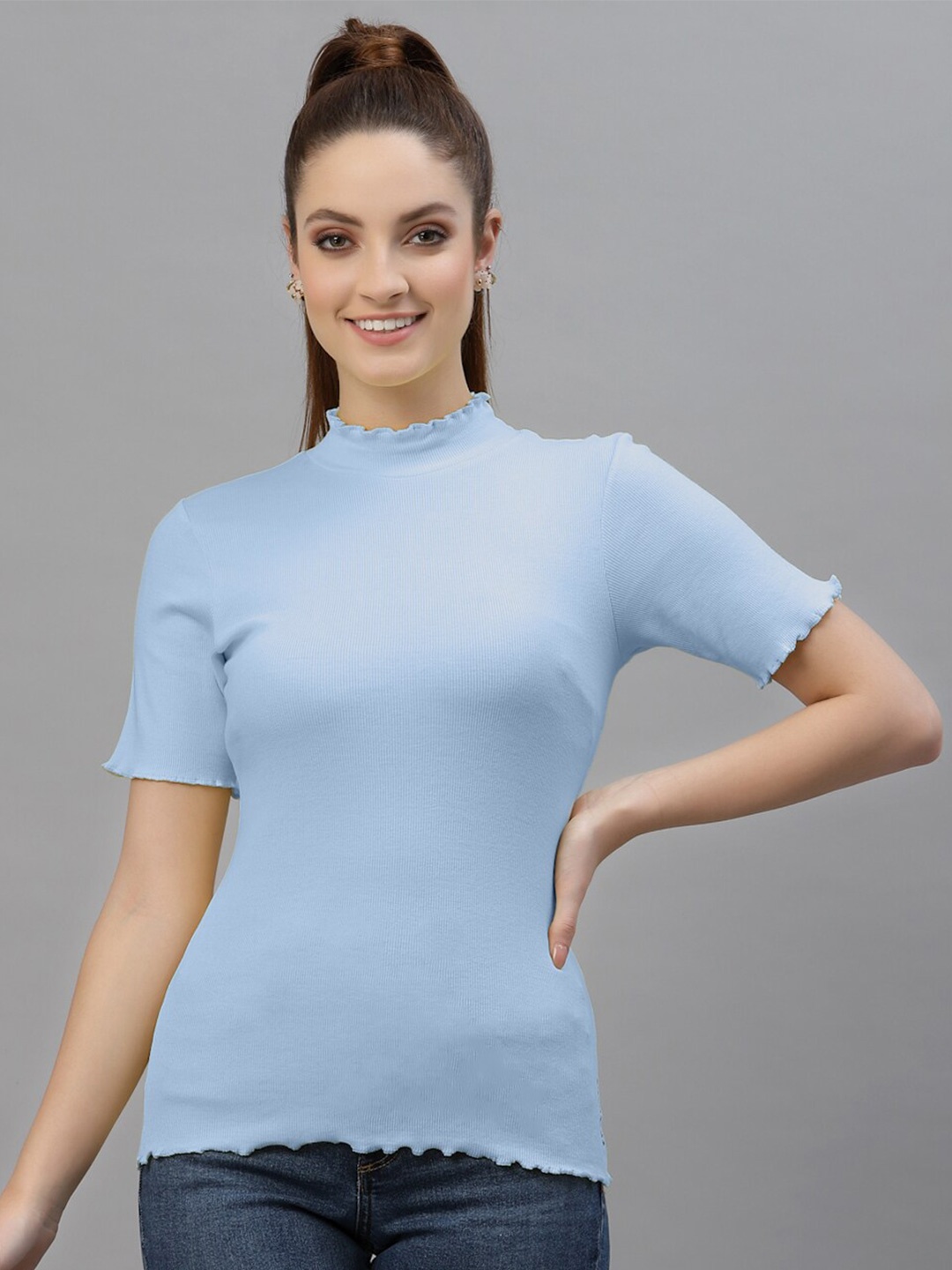 

Friskers Blue Fitted Rib Top