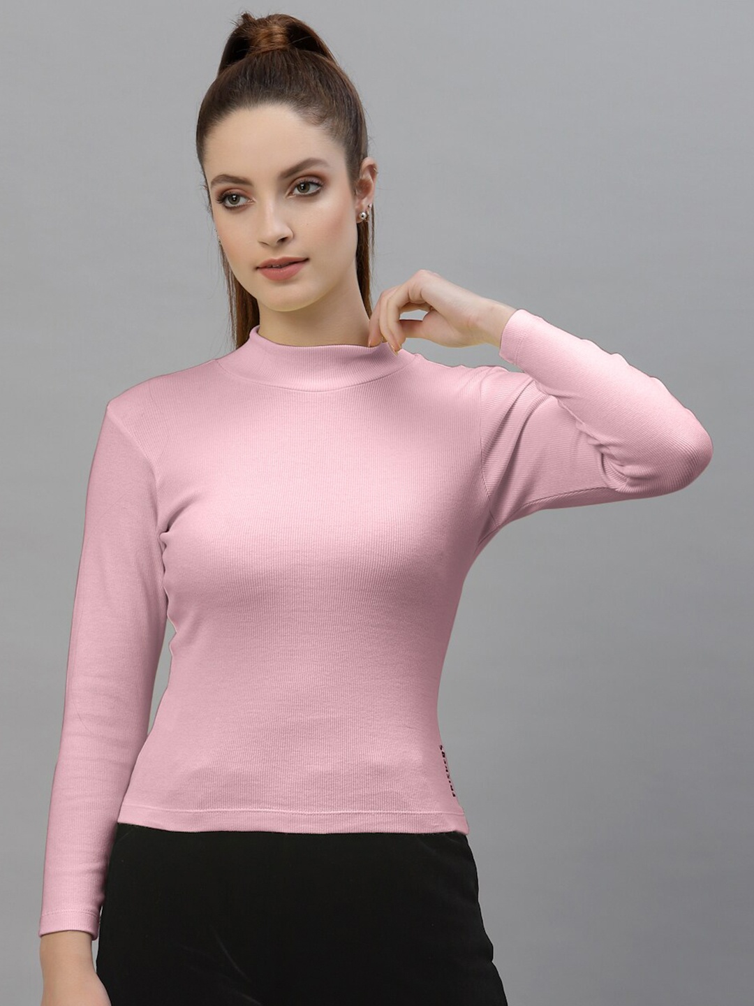 

Friskers High Neck Fitted Cotton Top, Pink