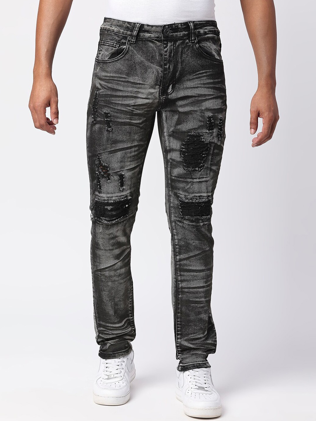 

WAIMEA Men Black Skinny Fit Mildly Distressed Jeans
