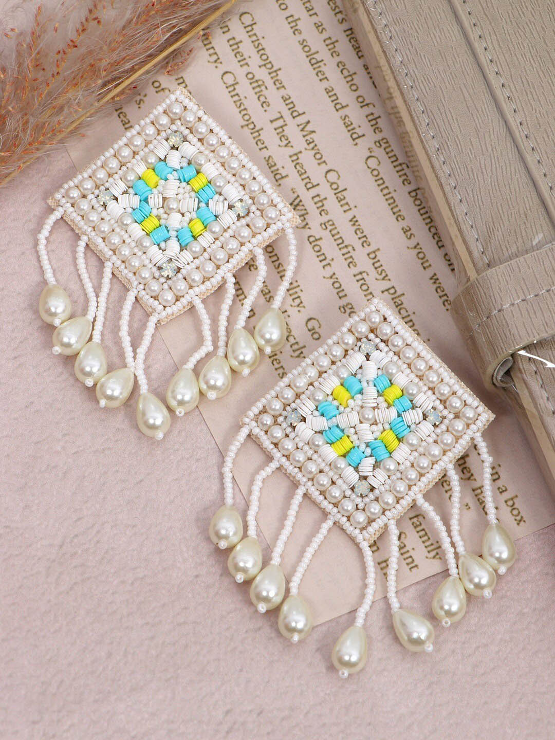 

Crunchy Fashion White & Blue Contemporary Drop Earrings