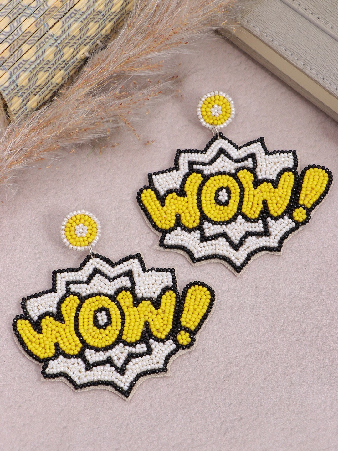 

Crunchy Fashion Yellow & White Contemporary Drop Earrings