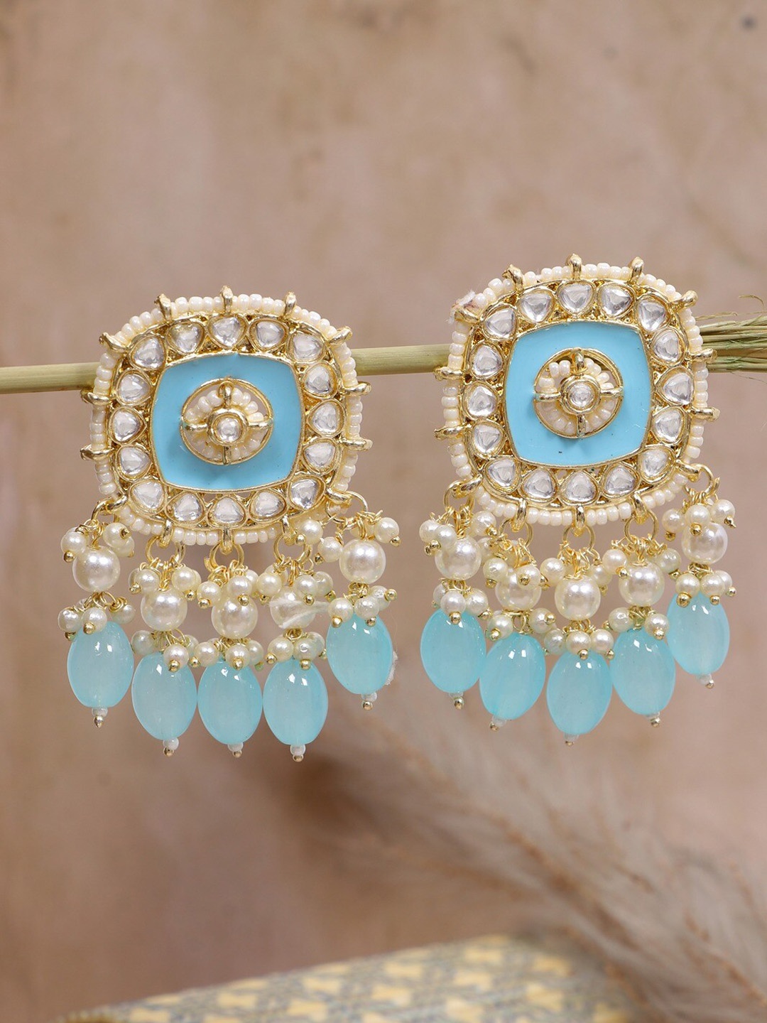 

Crunchy Fashion Blue Gold-Plated Classic Drop Earrings