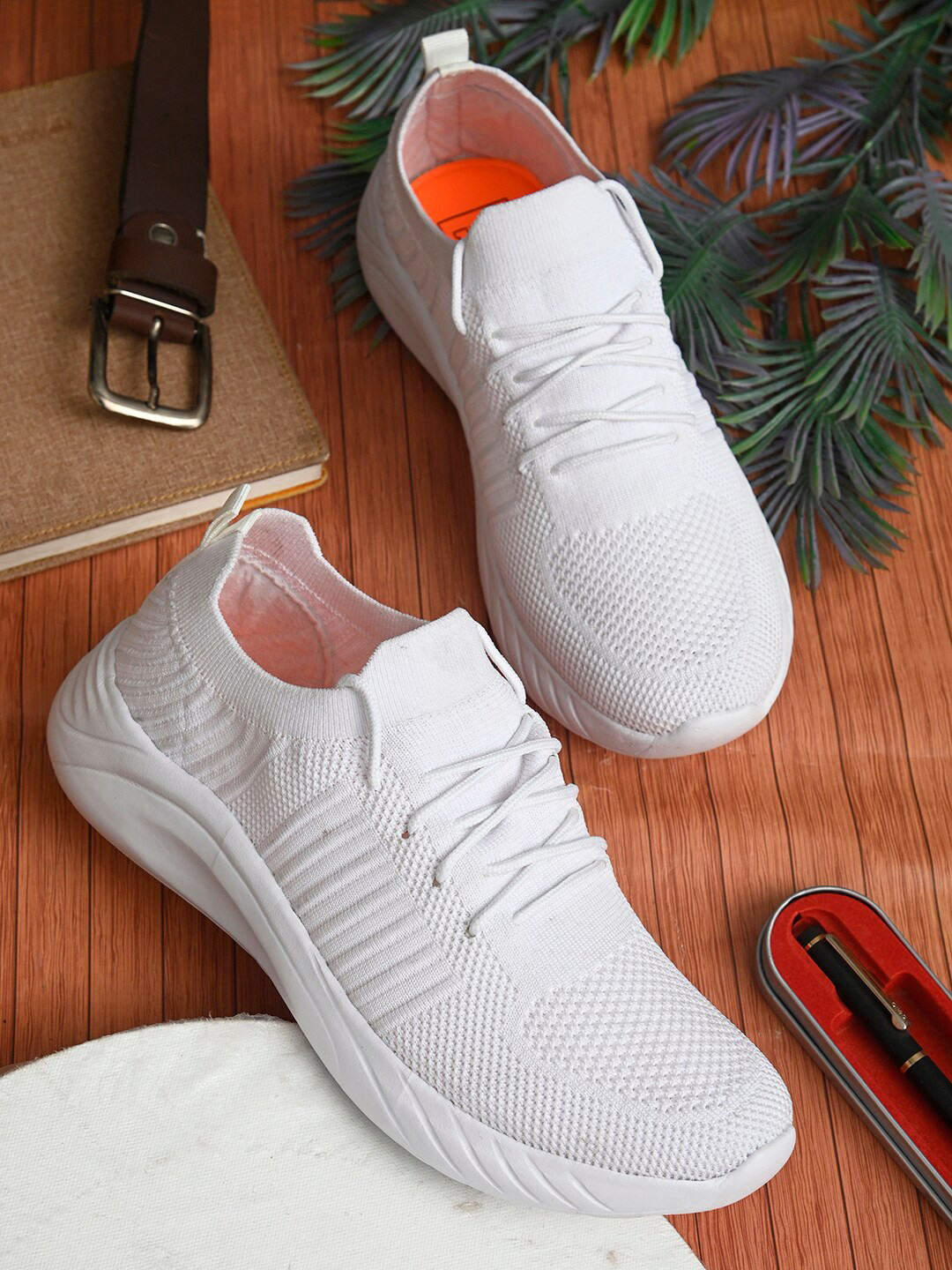 

Mast & Harbour Men White Mesh Running Non-Marking Shoes