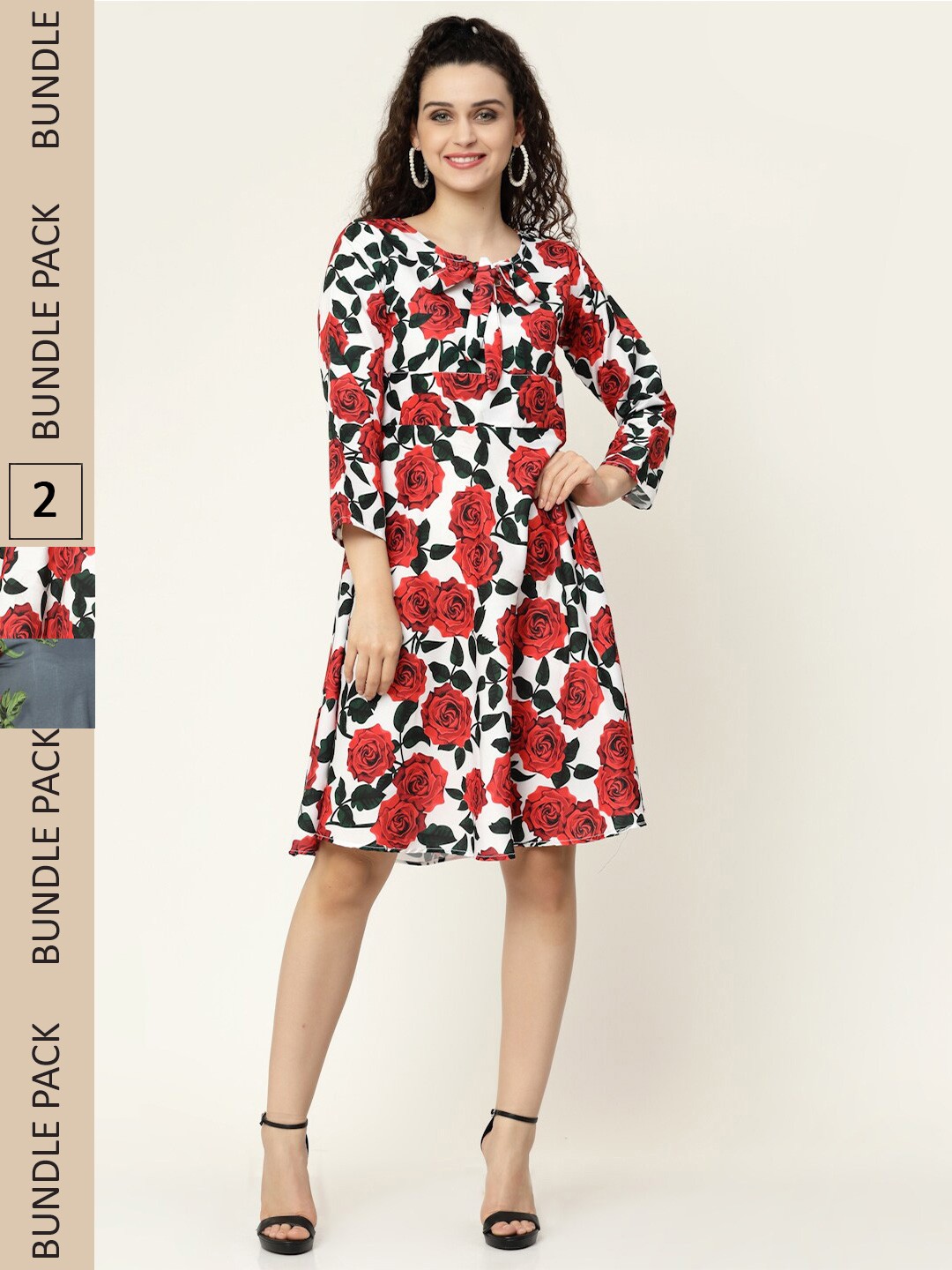 

MISS AYSE Pack Of 2 White & Grey Floral A-Line Dress