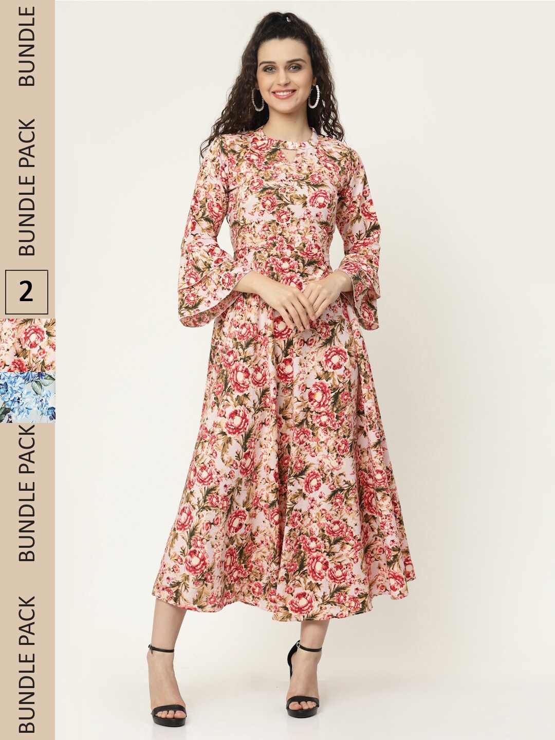 

MISS AYSE Pack Of 2 Peach & Blue Floral Maxi Dress