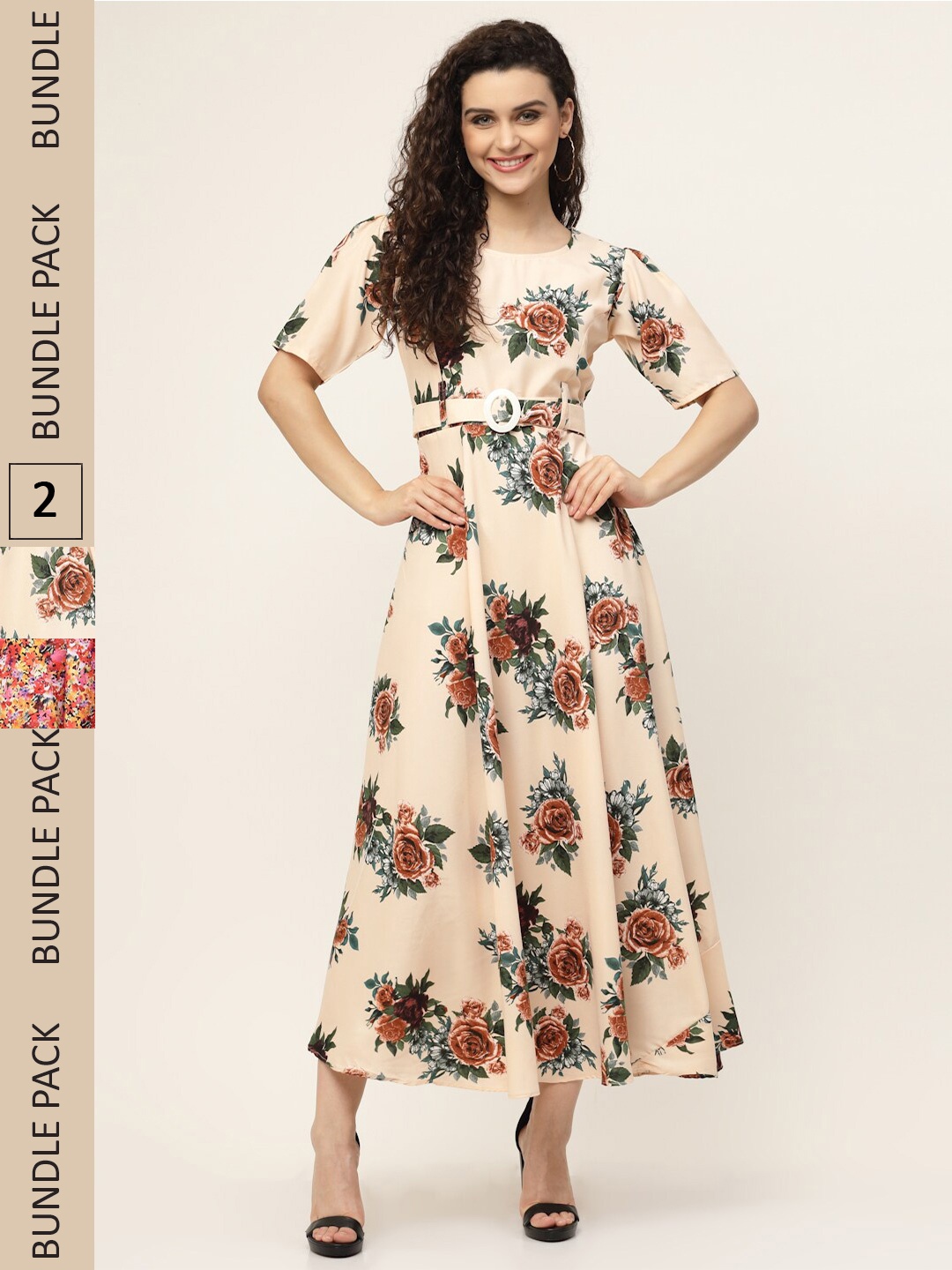 

MISS AYSE Pack Of 2 Nude & Orange Floral Maxi Dress